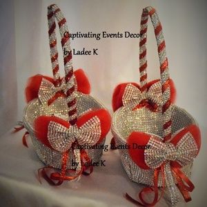 Bling Rhinestone Wrap Flower Girl Basket